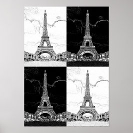 Parijs - Eiffeltoren - Kunst met vintage inspirati Poster