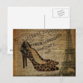 Parijs Eiffeltoren Leopard Stiletto Fashionista Briefkaart (Voorkant / Achterkant)