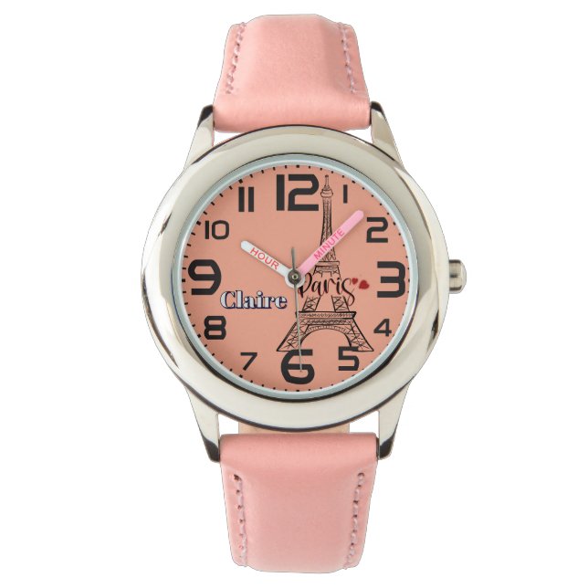 Parijs Eiffeltoren liefde hart Horloge (Voorkant)