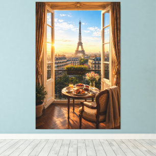 Parijs Eiffeltoren Luxe Ochtendontbijt Uitzicht Canvas Afdruk