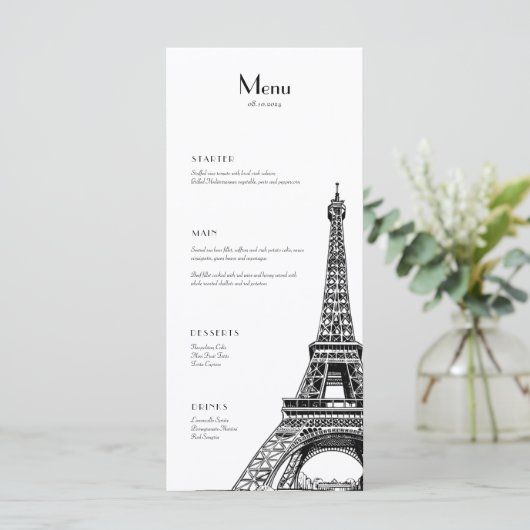 Parijs Eiffeltoren Menu voor evenementen (Staand voorkant)