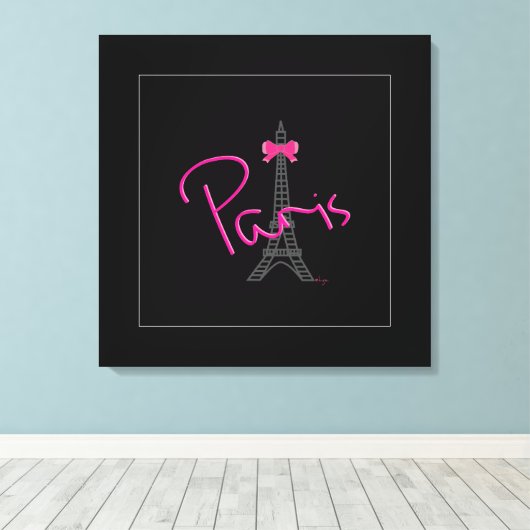 Parijs, Eiffeltoren met boegmoderne Canvas Afdruk (Insitu (Houten vloer))