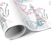 Parijs Eiffeltoren met liefde Cadeaupapier (Rol Hoek)