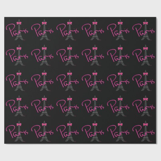 PARIJS Eiffeltoren met roze strik Cadeaupapier (Vlak)