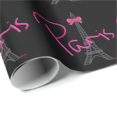 PARIJS Eiffeltoren met roze strik Cadeaupapier (Rol Hoek)