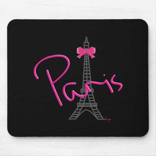 Parijs, Eiffeltoren met zwarte Bow Trendy Muismat (Voorkant)