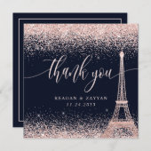 Parijs Eiffeltoren Roos Gold Wedding Bedankkaart (Voorkant / Achterkant)