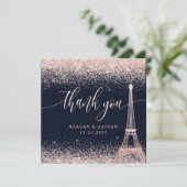 Parijs Eiffeltoren Roos Gold Wedding Bedankkaart (Staand voorkant)
