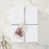 Parijs Eiffeltoren & Roze Rozen Cadeaulabel (Met Touw)