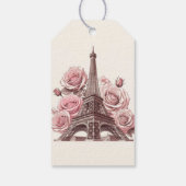 Parijs Eiffeltoren & Roze Rozen Cadeaulabel (Achterkant)