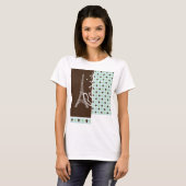 Parijs; Eiffeltoren; Sage Green & Brown T-shirt (Voorkant volledig)