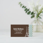 Parijs; Eiffeltoren; Sage Green & Brown Visitekaartje (Staand voorkant)
