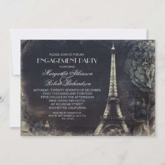 Parijs Eiffeltoren verlovingsfeest Kaart (Voorkant)