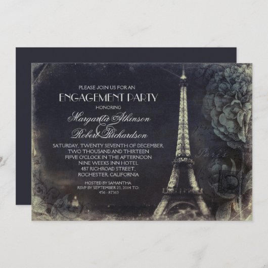 Parijs Eiffeltoren  verlovingsfeest Kaart (Voorkant / Achterkant)