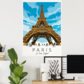 Parijs • Eiffeltoren | Vintage Reisposter Poster (Thuiskantoor)