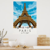 Parijs • Eiffeltoren | Vintage Reisposter Poster (Keuken)