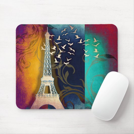 Parijs Eiffeltoren vogel wervelende kunst mousepad Muismat (Met muis)