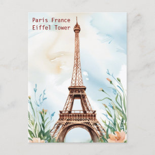 Parijs Eiffeltoren  Waterverf Travel Postc Briefkaart