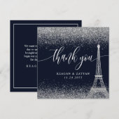 Parijs Eiffeltoren Zilveren Marine bruiloft Bedankkaart (Voorkant / Achterkant)
