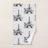 Parijs Eiffeltoren Zwart Wit Elegant Bloeien Bad Handdoek (Handdoek)