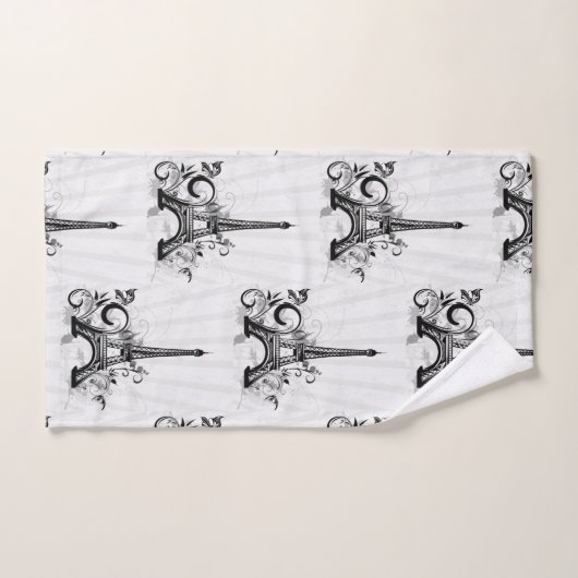 Parijs Eiffeltoren Zwart Wit Elegant Bloeien Bad Handdoek (Handdoek)