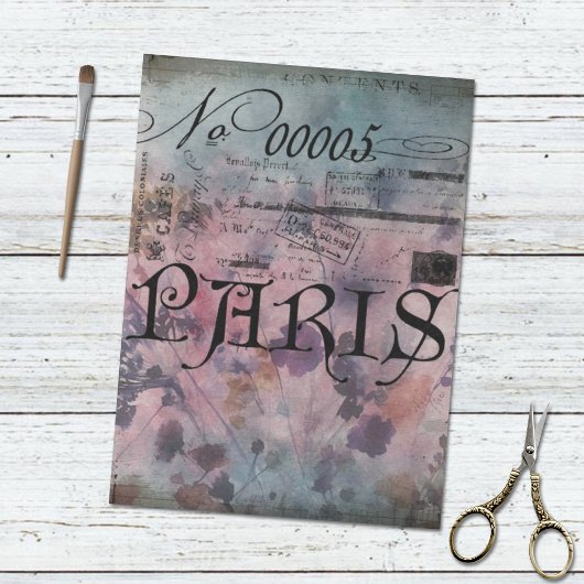 Parijs  Elegant Typografie Floral ontkoppeling Tissuepapier