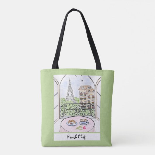 Parijs en de Eiffeltoren Franse chef-kok Tote Bag (Achterkant)