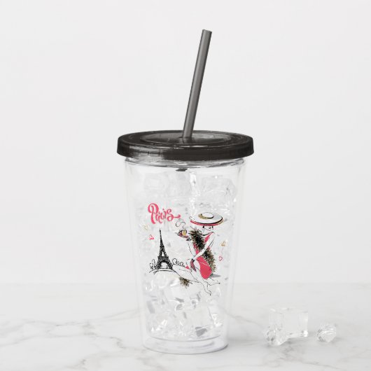 Parijs en koffie acryl drinkbeker (Achterkant ijs)