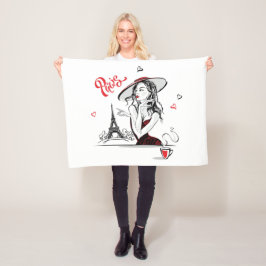 Parijs en koffie, rood fleece deken