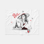 Parijs en koffie, rood fleece deken (Voorkant (Horizontaal))