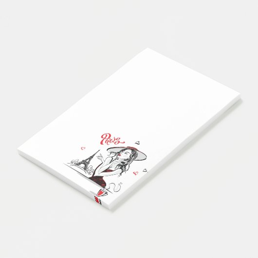 Parijs en koffie, rood post-it® notes (Schuin)