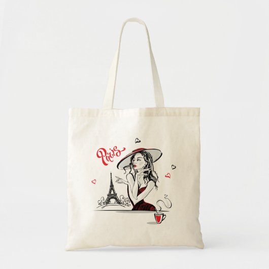 Parijs en koffie, rood tote bag (Voorkant)