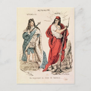 Parijs en Versailles Glaring bij elkaar, 1871 Briefkaart