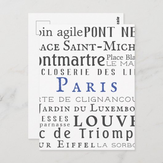 Parijs en zijn mijlpalen briefkaart (Voorkant / Achterkant)