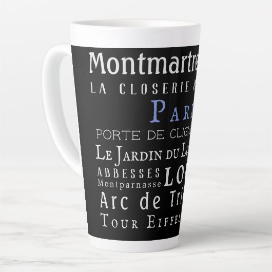 Parijs en zijn mijlpalen latte mok (Linkerhoek)