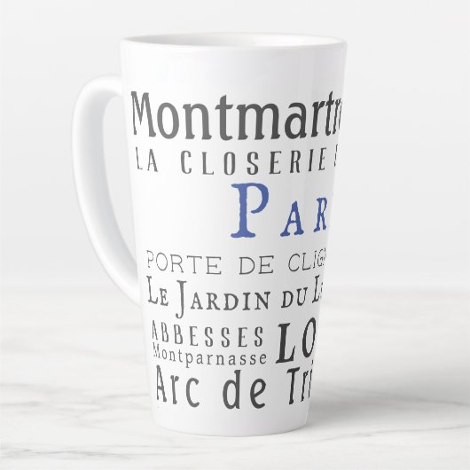 Parijs en zijn mijlpalen latte mok (Linkerhoek)