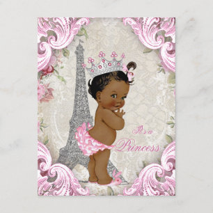 Parijs Etnische Prinses Floral Baby shower Kaart