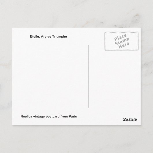  Parijs, Etoile, Arc de Triumphe Briefkaart (Achterkant)