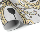  Parijs Faux Gold Wine Cadeaupapier (Rol Hoek)