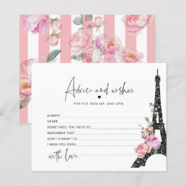 Parijs floraal roze advies en wensen bruidskaart