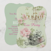 parijs floral spring vrijgezellenfeest tea party kaart (Voorkant / Achterkant)