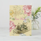 parijs floral spring vrijgezellenfeest tea party kaart (Staand voorkant)