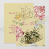 parijs floral spring vrijgezellenfeest tea party kaart (Voorkant / Achterkant)