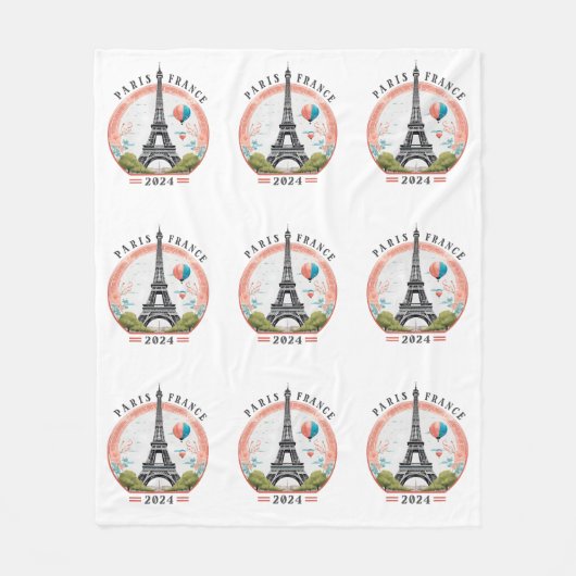 Parijs Frankrijk 2024 fleece dekens, Eiffeltoren (Voorkant)