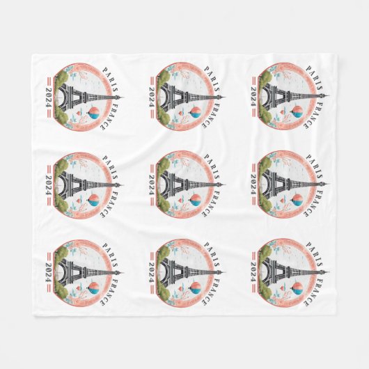 Parijs Frankrijk 2024 fleece dekens, Eiffeltoren (Voorkant (Horizontaal))