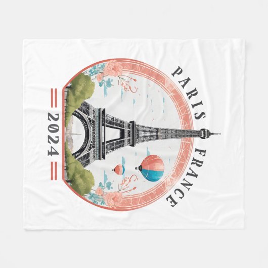 Parijs Frankrijk 2024 Fleece dekens, Eiffeltoren (Voorkant (Horizontaal))