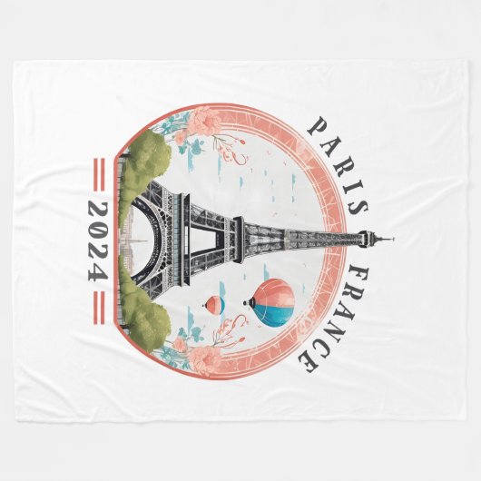 Parijs Frankrijk 2024 fleece dekens, Eiffeltoren Deken (Voorkant (Horizontaal))