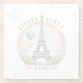 Parijs Frankrijk 2024 Glazen Onderzetters, Eiffelt Glazen Onderzetter (Achterkant)
