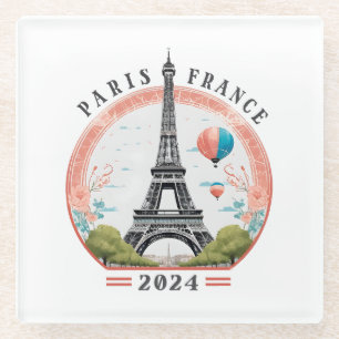 Parijs Frankrijk 2024 Glazen Onderzetters, Eiffelt Onderzetter