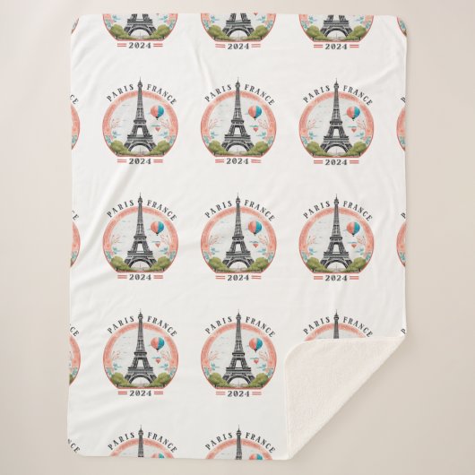 Parijs Frankrijk 2024 Sherpa Dekens, Eiffeltoren Deken (Voorkant)